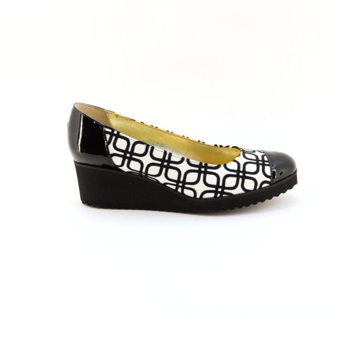Pantofi dama piele naturala Alb/Negru elegant si confortabil | Azuree - imagine 2