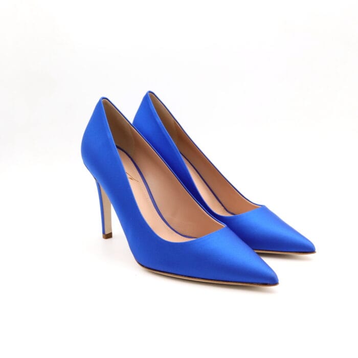 Pantofi dama rips/matase naturala Blu stiletto | Calzaturificio Musella - imagine 4