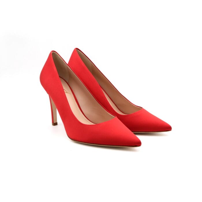 Pantofi dama rips/matase naturala Rosu stiletto | Calzaturificio Musella - imagine 5