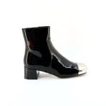 Ghete dama piele naturala lacuita varf rotund cu accesoriu metalic in partea din fata | Tosca Blu - imagine 3