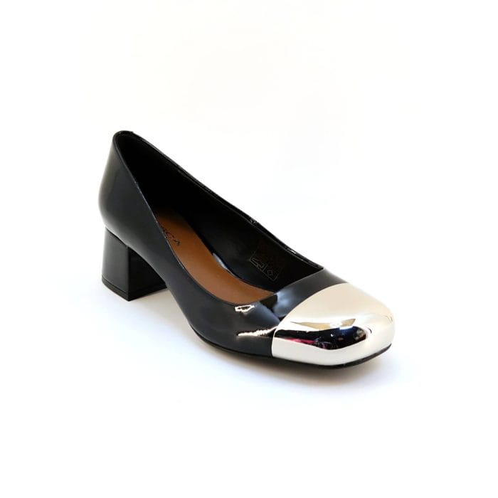 Pantofi dama piele naturala lacuita cu accesoriu metalic in partea din fata | Tosca Blu - imagine 2