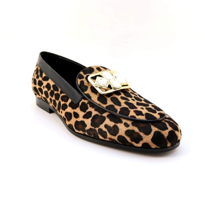 Pantodi dama mocasin piele ponei Leopard | Baldinini - imagine 1