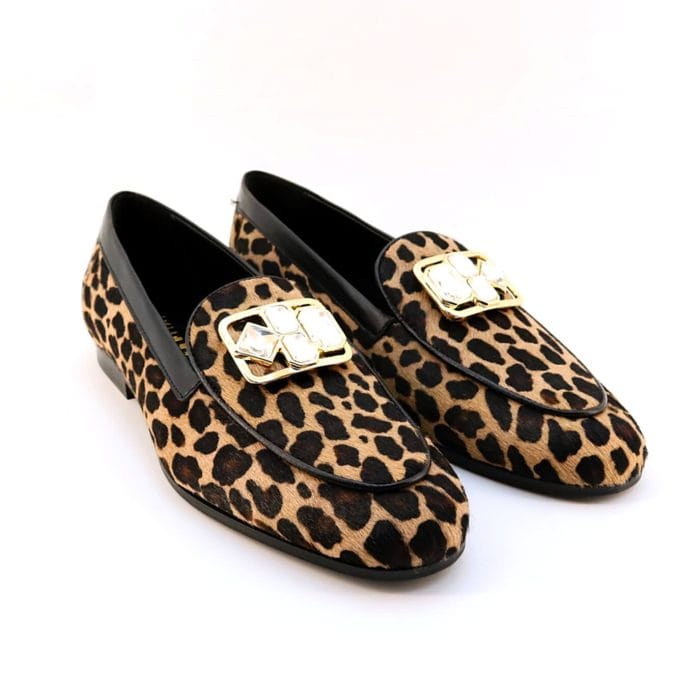 Pantodi dama mocasin piele ponei Leopard | Baldinini - imagine 2