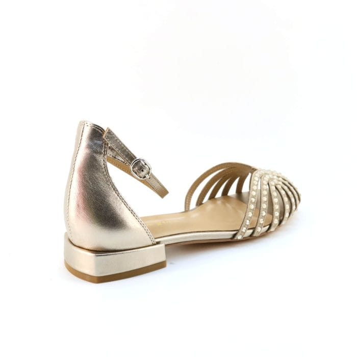 Pantofi dama piele naturala lacuita Bej/Auriu | Alma En Pena - imagine 3