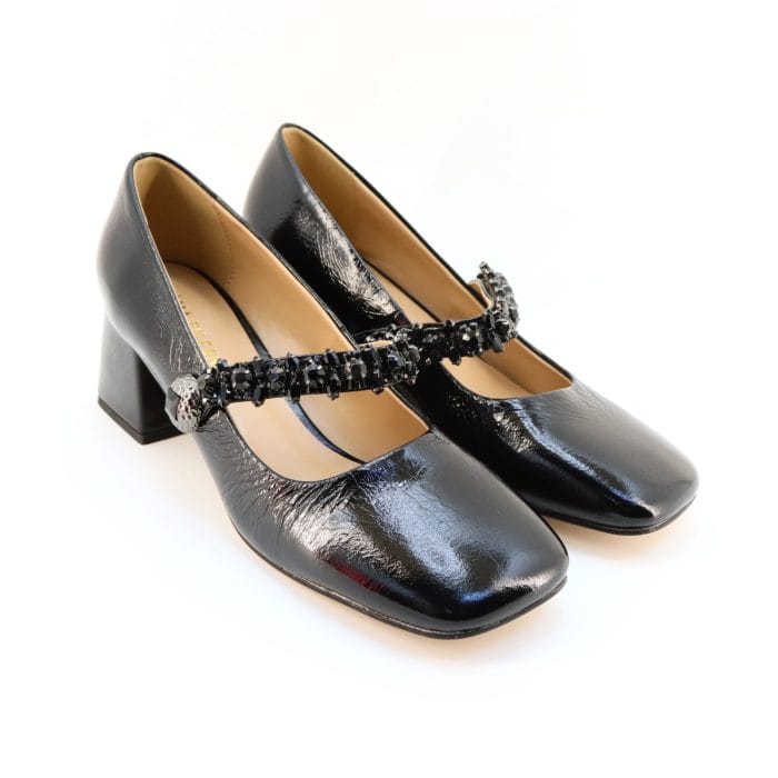 Pantofi dama piele naturala lacuita negru | Alma En Pena - imagine 2