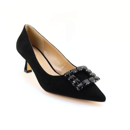 Pantofi dama piele naturala antilopa negru - Alma En Pena