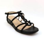 Sandale dama piele naturala antilopa si cristale swarovski  negru | Alma En Pena