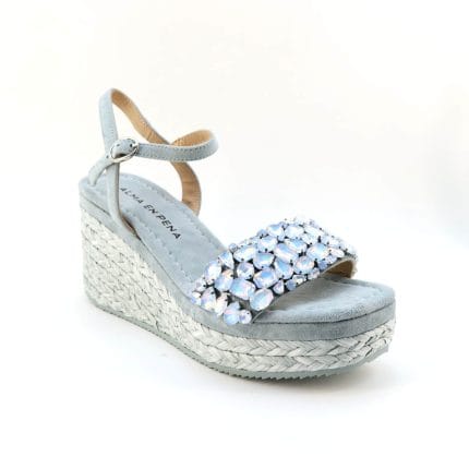 Sandale dama piele naturala antilopa si tesatura Blu | Alma En Pena