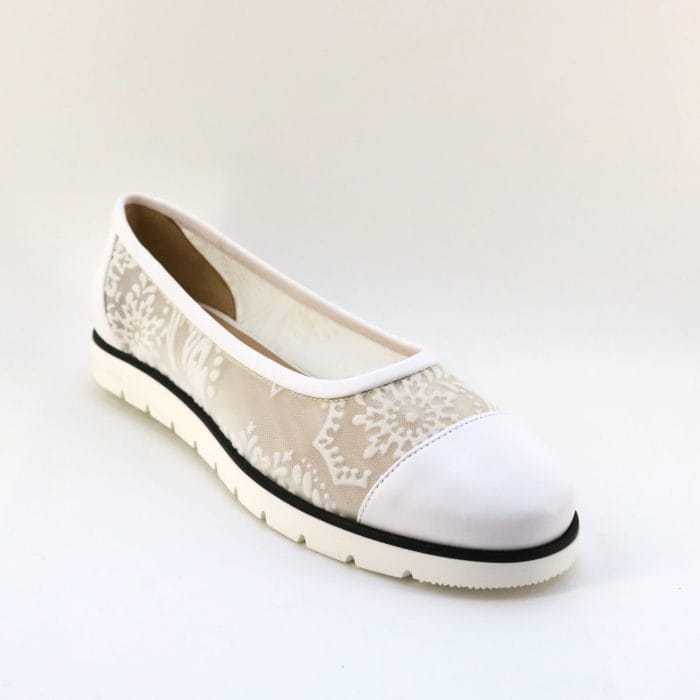 Pantofi dama piele naturala si tesatura alb | Baldinini - imagine 1