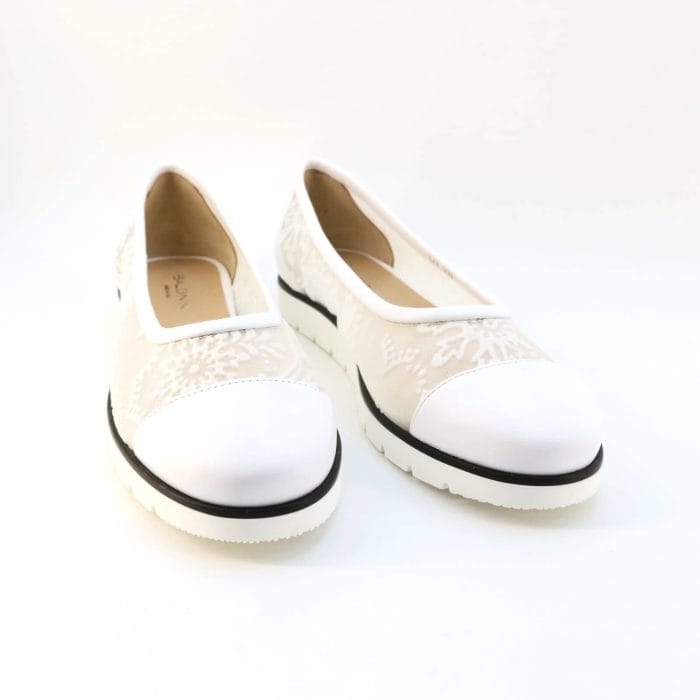 Pantofi dama piele naturala si tesatura alb | Baldinini - imagine 5