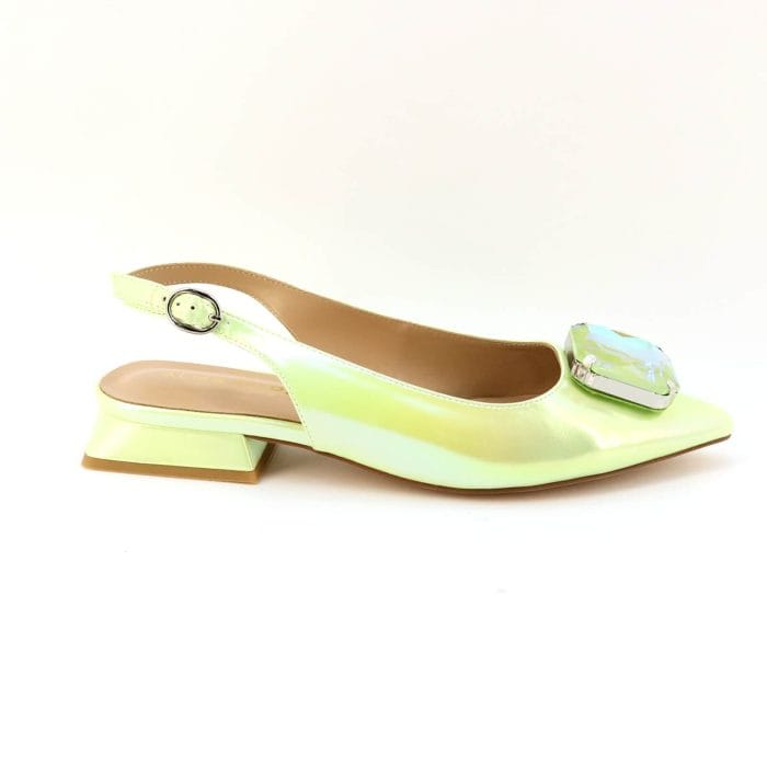 Pantofi dama piele naturala lacuita verde/multicolor | Alma En Pena - imagine 2