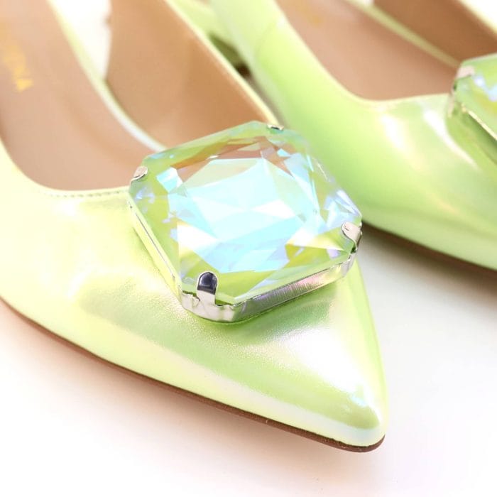 Pantofi dama piele naturala lacuita verde/multicolor | Alma En Pena - imagine 4