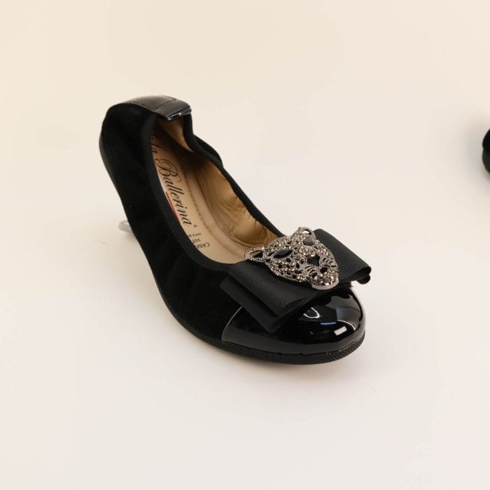 Balerini Dama Piele naturala Antilopa + Piele lacuita Negru | La Ballerina - imagine 1