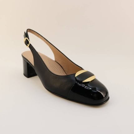 Pantof Sanda Dama Negru Piele Naturala + Lacuita | Calzaturificio Calzaturificio Musella