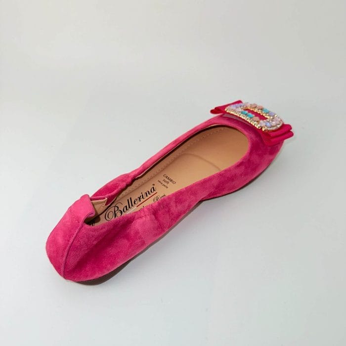 Balerini Dama Piele antilopa Fuxia | La Ballerina - imagine 3