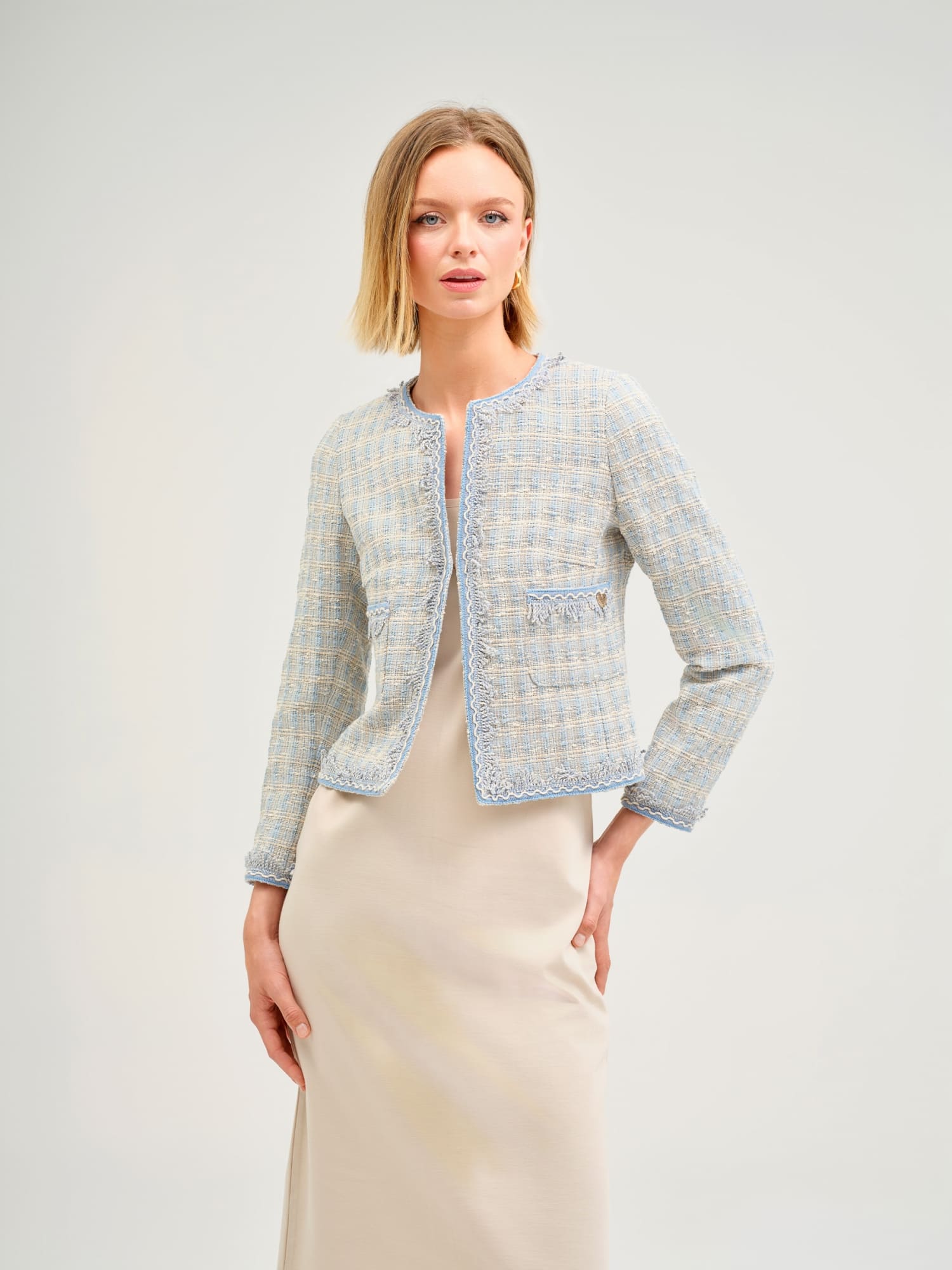 Sacou jacheta materiale de inalta calitate blue | Cristina Baros